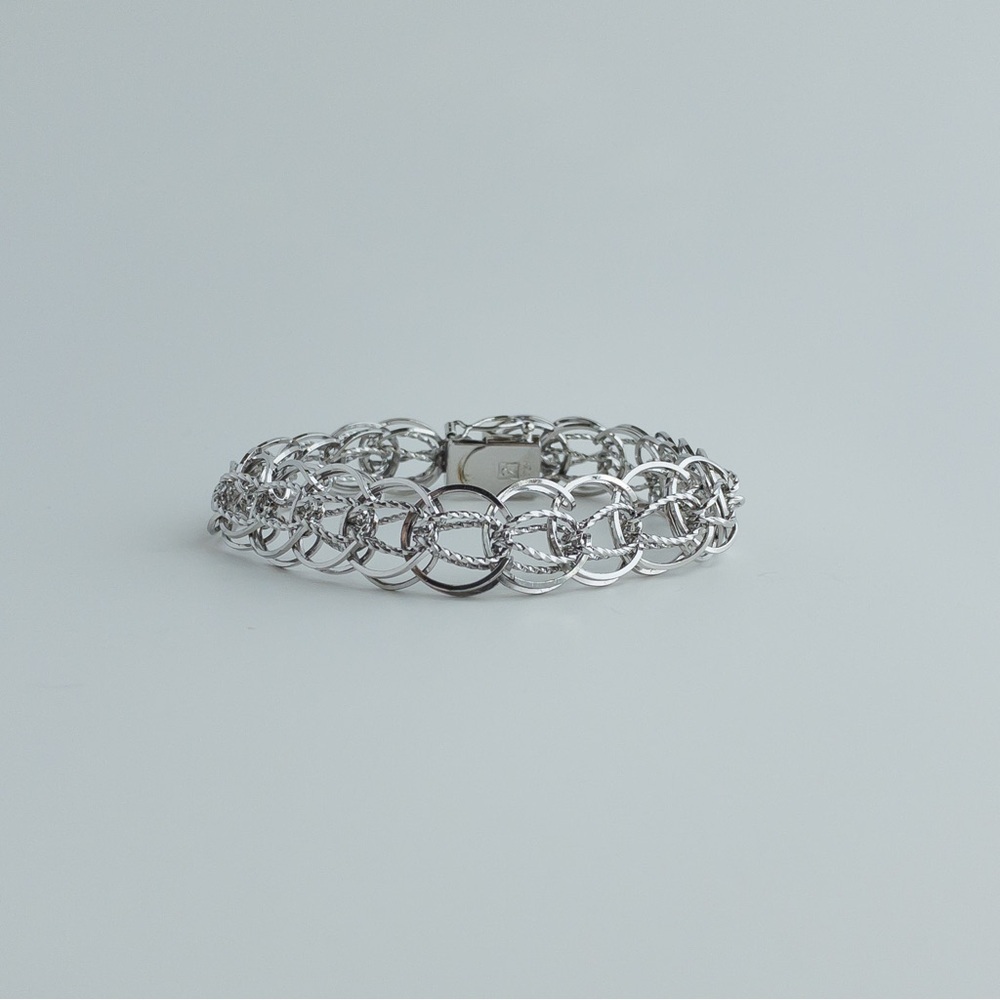 Forstner Vintage Sterling Silver Charm Bracelet Mesh Twisted Weave Chain 7.5in - Picture 4 of 16